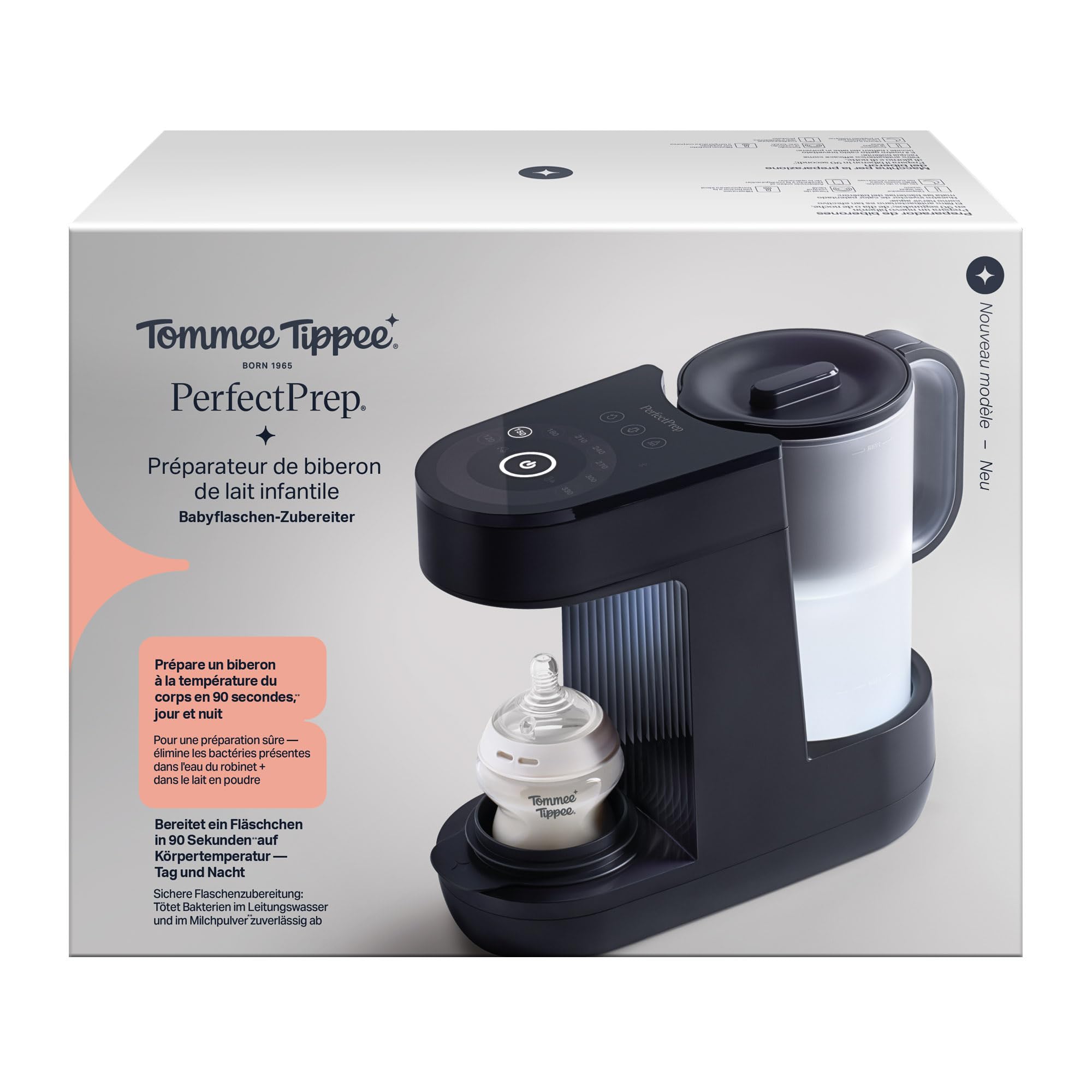 Tommee Tippee Perfect-Prep-Maschine Flaschenzubereiter mit antibakteriellem Wasserfilter und App-Unterstützung