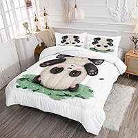 Vista 267 de CVHOUSE Juego de ropa de cama con diseño de panda, juego de edredón individual con panda y 2 fundas de almohada, lindo juego de colcha kawaii