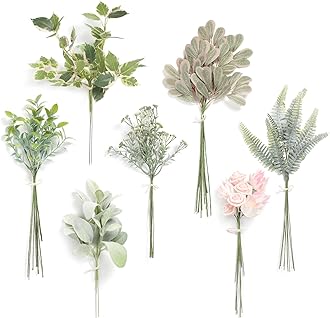 Serra Flora Artificial Greenery Spray Box Set(Pack of 48pcs) with 7 Kinds of DIY Wedding Bouquet Filler Table Centerpieces and Floral Arrangement