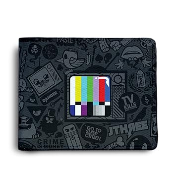 ShopMantra Men's Wallet | Wallet For Men's | Wallet For Boy's | Peace Love Music Printed Pu Leather Wallet For Men's/Boy's (Tv Kills),Multi - image, photos