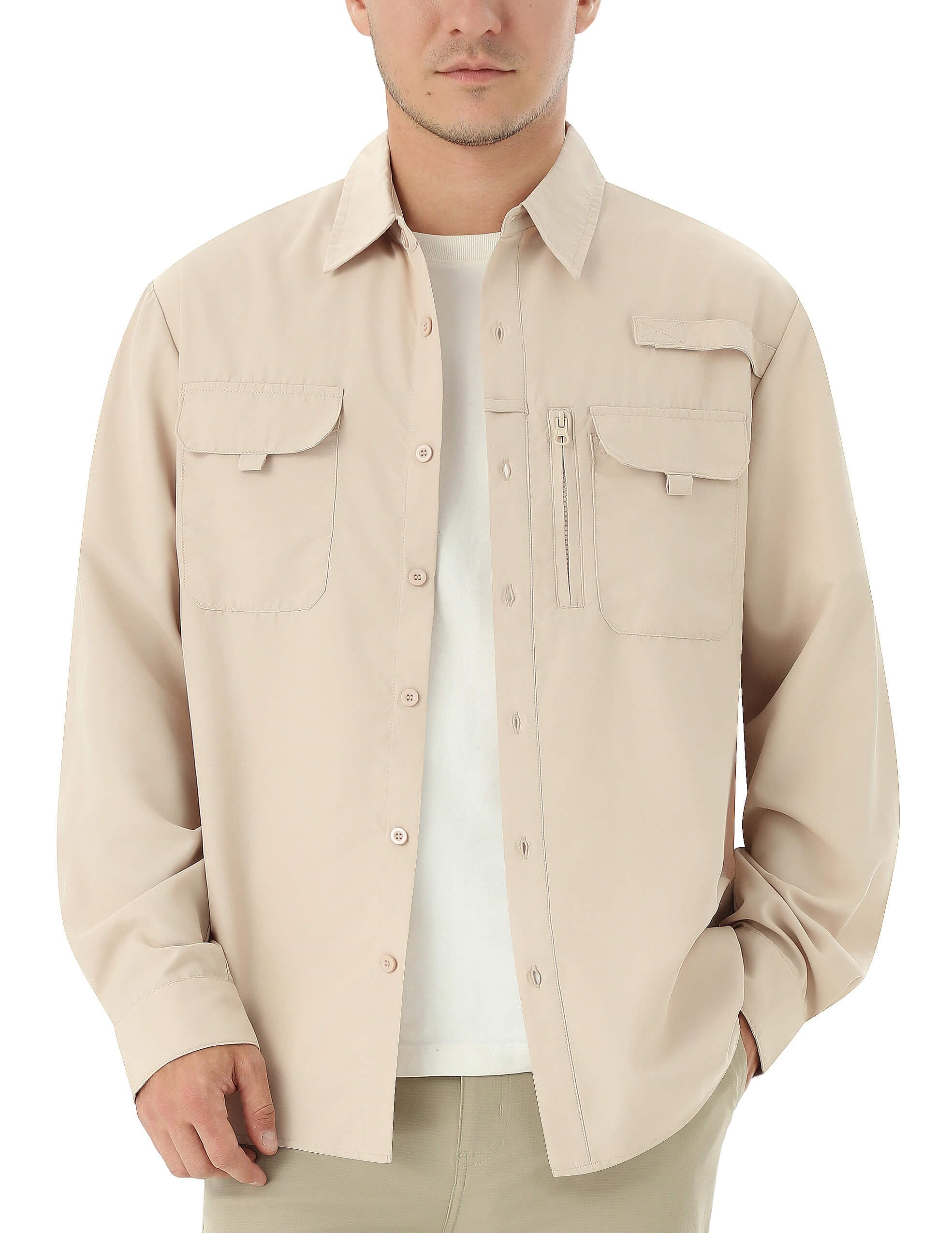 Autsel Camisa Hombre Casual Outdoor para Pesca y Senderismo, Camisa de Protección Solar UPF 50+ con Secado Rápido, Camisa Técnica Transpirable de Manga Larga para Viaje - 3