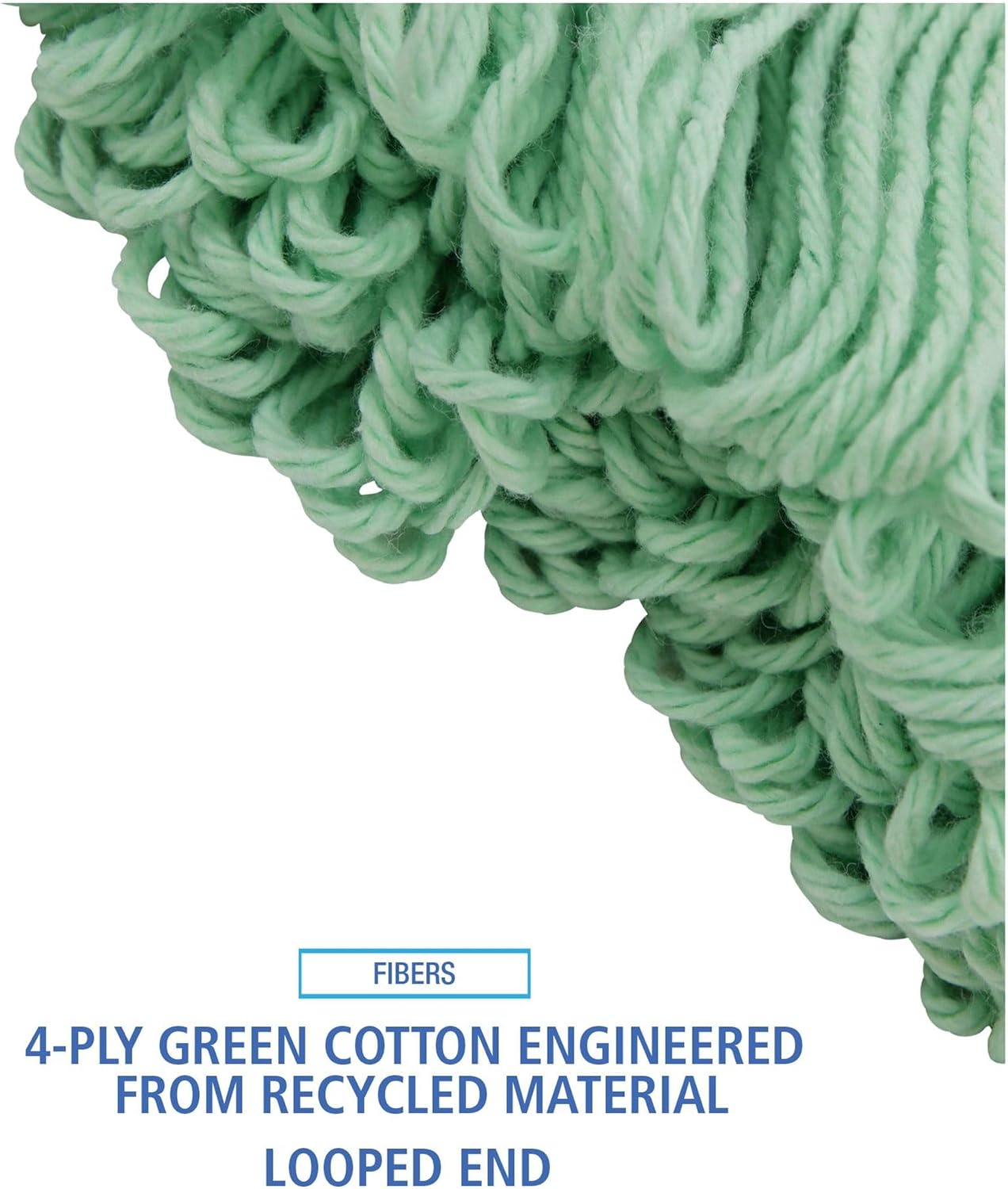 Boardwalk EcoMop Looped-End Mop Head, Recycled Fibers, Extra Large Size, Green