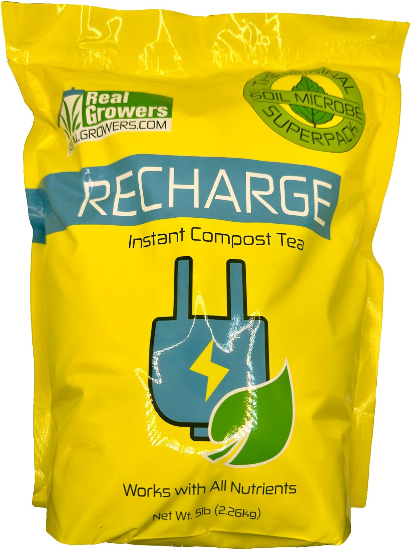 Real Growers Recharge – 5lb | Mycorrhizae Soil Microbe Inoculant for Living Soil & Coco Coir | Improves Nutrient Uptake & Root Growth