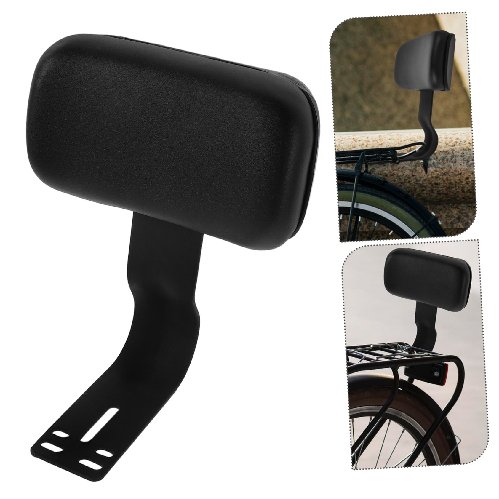 SOLUSTRE Dossier Souple Noir pour Siège Arrière de Vélo Électrique avec Support en Métal, Coussin Confortable Réduisant la Fatigue, Accessoire pour Vélo Électrique
