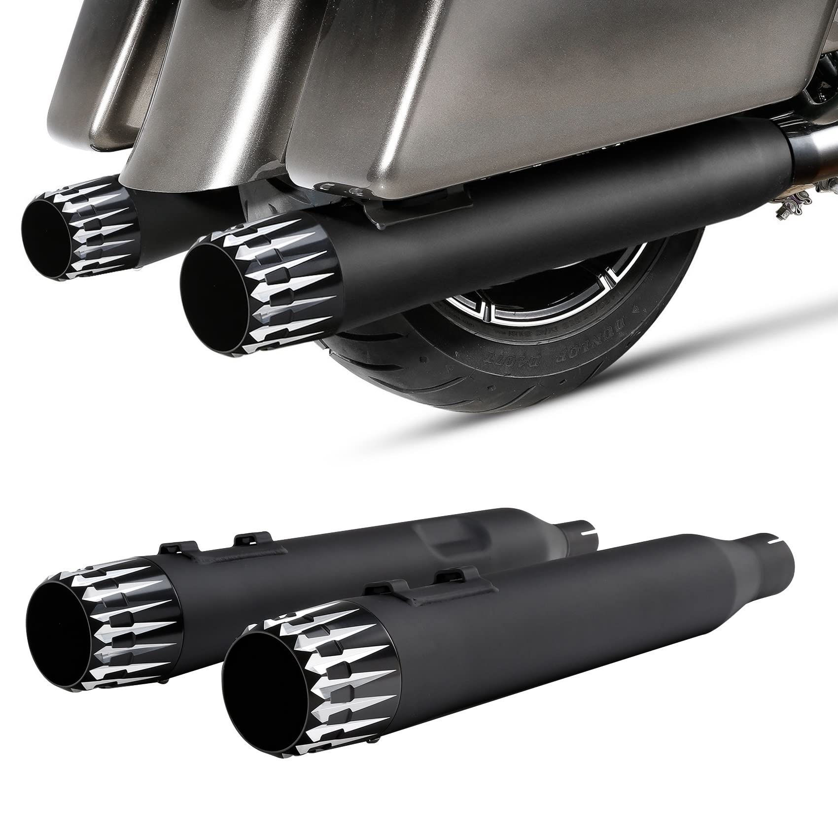 Slip On Dual Silenziatori Di Scarico Tubi Parti Del Motociclo Per Harley Touring Electra Glide Road King 2017-2020 2021 2022