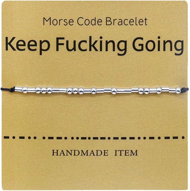JANEMO Morse Couple Bracelet,Keep Fucking GoingAdjustable Bracelet for Birthday, Graduation, Mother's Day, Sweetest Day, Halloween, Thanksgiving