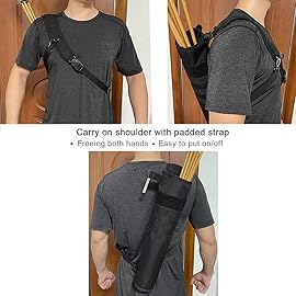 KRATARC Archery Lightweight Back Arrow Quiver Foldable Compact Hip Arrows Bag with Molle System Hanged for Target Shooting (Black- Diameter 4\'\')
