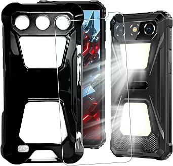 Case for Oukitel G5 with Tempered Glass Screen Protector Black | 6.0 Inch,Military Grade Protection Cover,TPU,Shockproof,Tempered Glass,Anti-Scratch,9H Hardness,Case Friendly