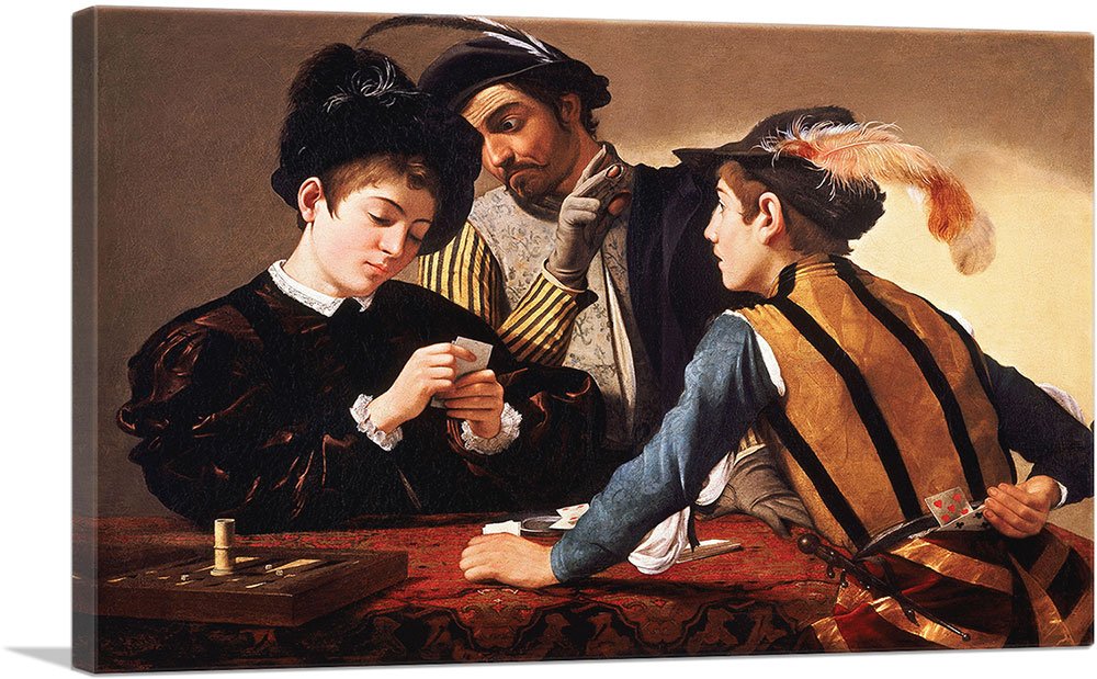 Amazon.com: ARTCANVAS The Cardsharps 1597 Canvas Art Print