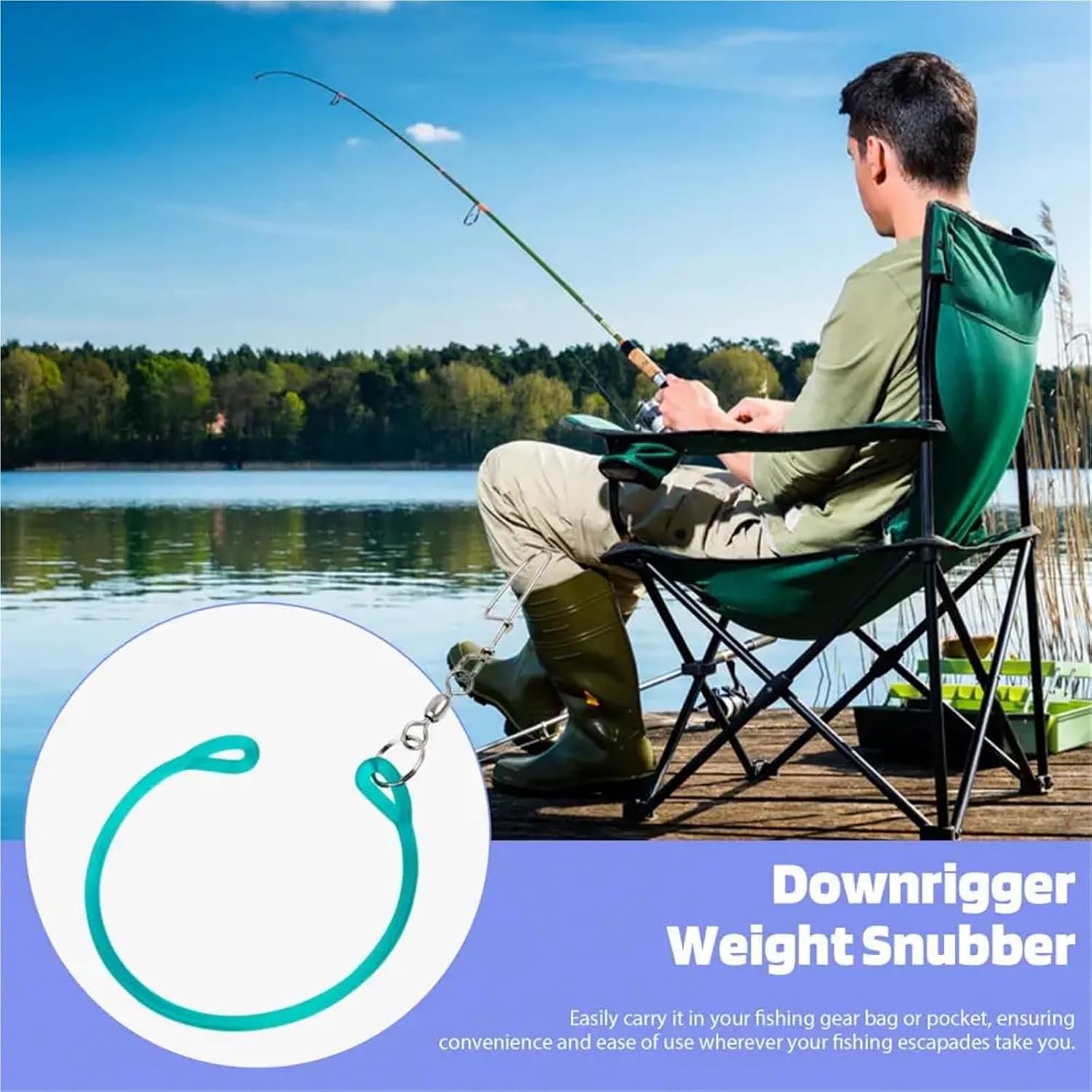 4 Pcs TPU Downrigger Weight Snubber with Release Clips for Trolling Fishing | Lightweight, durable TPU snubber absorbs shock; includes 4 release clips for easy trolling setup.
