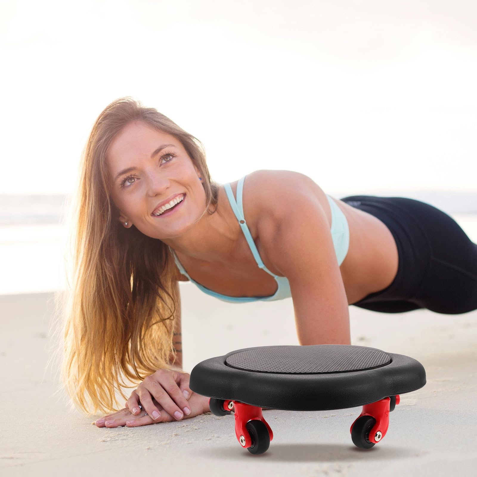 Rodillo Abdominal de Cinco Ruedas con Forma de Flor para Entrenamiento | Plástico Negro, Uso en Casa, Enfoque Preciso del Abdomen y Estabilidad del Core