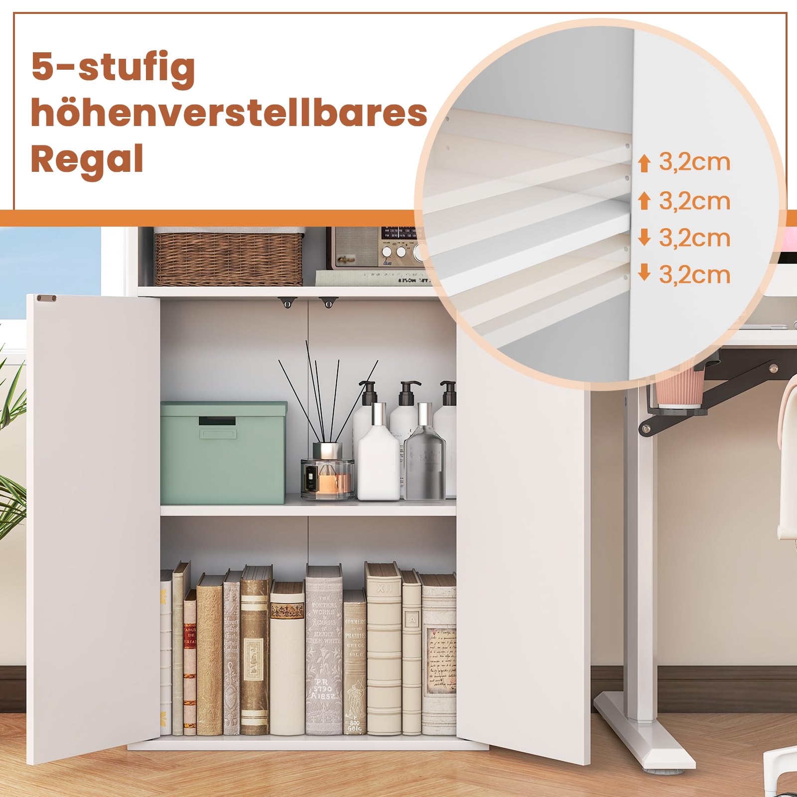 4goodz Boekenkast Met 6 Verstelbare Planken - 24x60x158 Cm - Wit