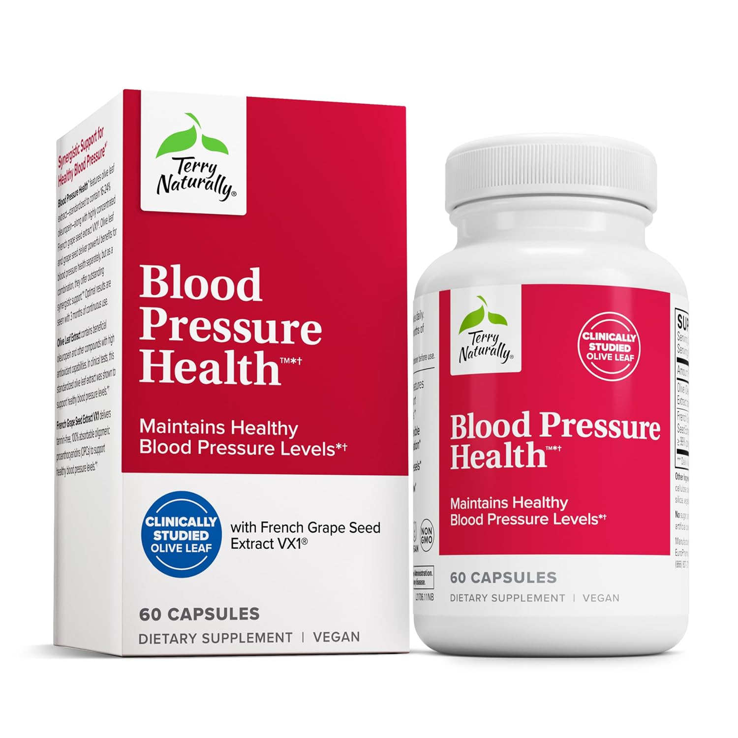 Terry Naturally Blood Pressure Health - Healthy Blood Flow & Circulation Support Supplement - Heart Health Supplement with Antioxidants - Cardiovascular Support - 60 Capsules