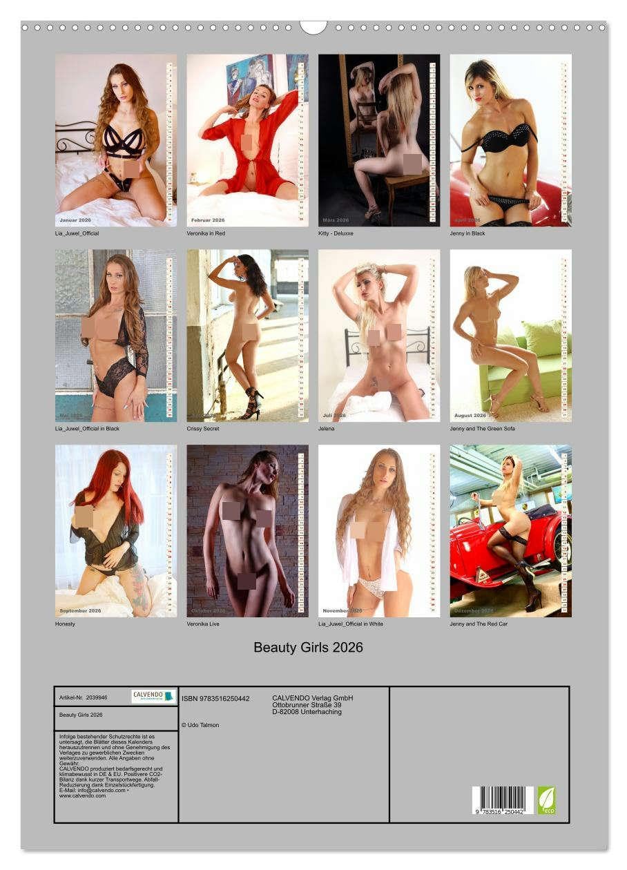 Beauty Girls 2026 (Wandkalender 2026 DIN A2 hoch), CALVENDO Monatskalender: Unser Kalender Beauty Girls mit hinreißenden Frauen kunstvoll in Szene gesetzt (CALVENDO Erotik)