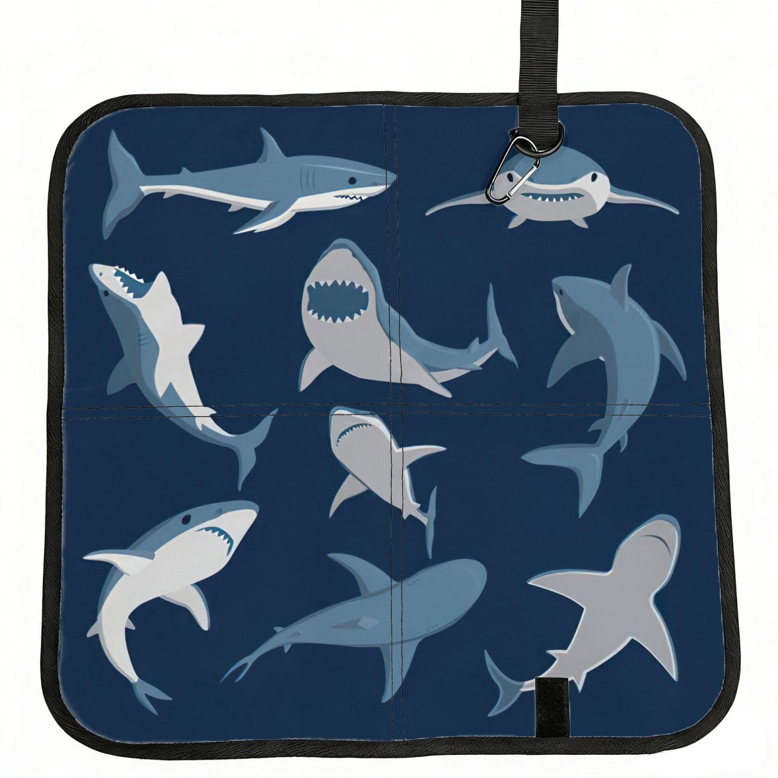bghdfa Ocean Fish Print Outdoor Sitting Mat Waterproof Oxford Cloth Seat Cushion Folding Foam Camping Seat For Picnic