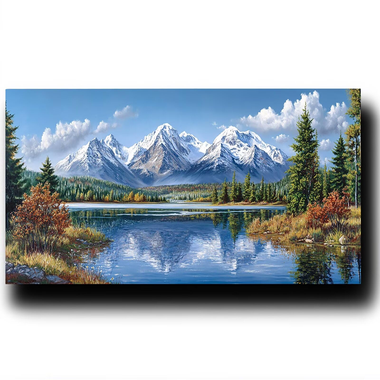 DIY Malen nach Zahlen Erwachsene Berg Malen nach Zahlen ab 7 jahre Mädchen Baum Kreativ set für Erwachsene mit Leinwand Acrylfarben set und Pinsel, Bastelset zum Bemalen für Wanddeko 80X160cm 7w-4-W