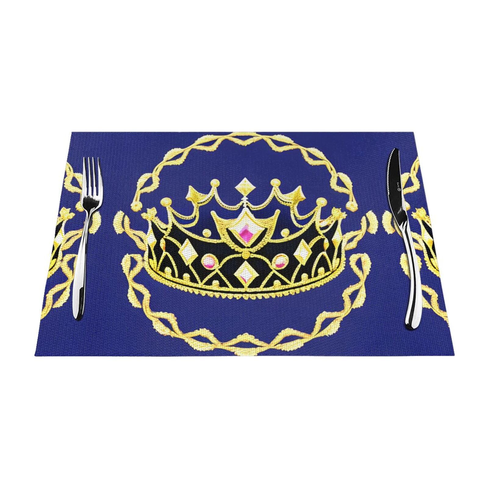 Set de table tissé résistant imprimé diadème lot de 6 pièces élégantes pour protéger votre table