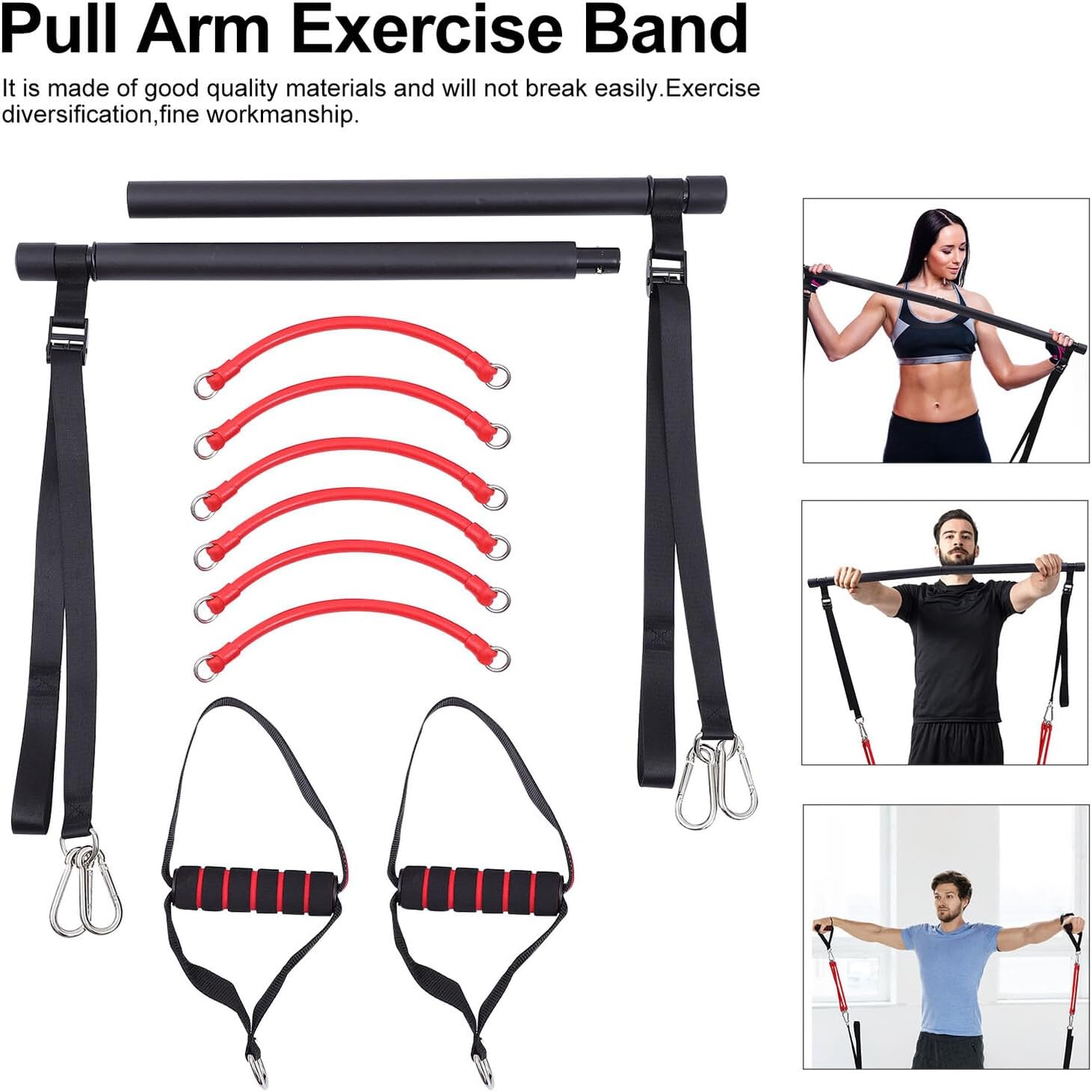 Alasum Resistance Bands Set for Bodybuilding and Hip Training, 6pcs Elastic Pull Arm Exercise Bands for Strength and Glute Workout, Fitness Equipment for Yoga and Core Training