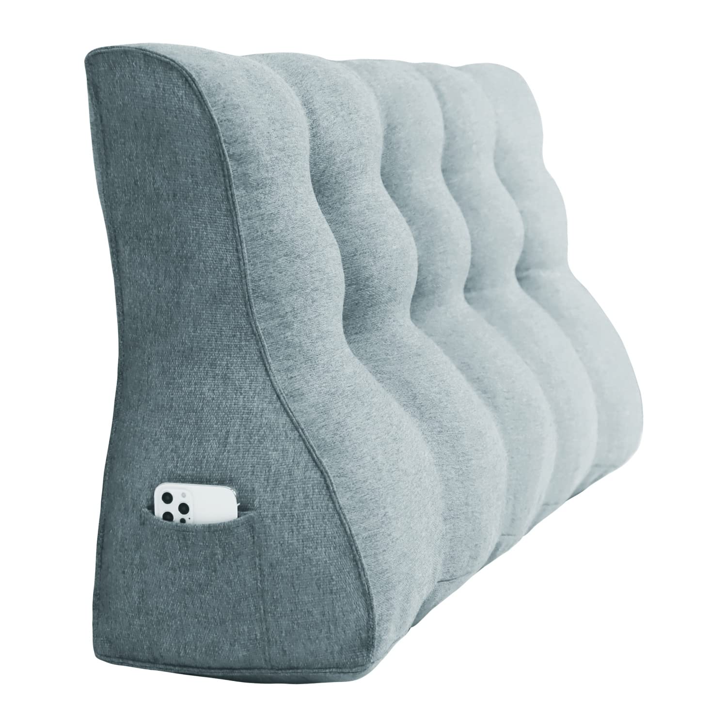 Cuscino Da Lettura Con Schienale Alto 120cm - Supporto Lombare In Lino Lavabile, Grigio - Foto 12