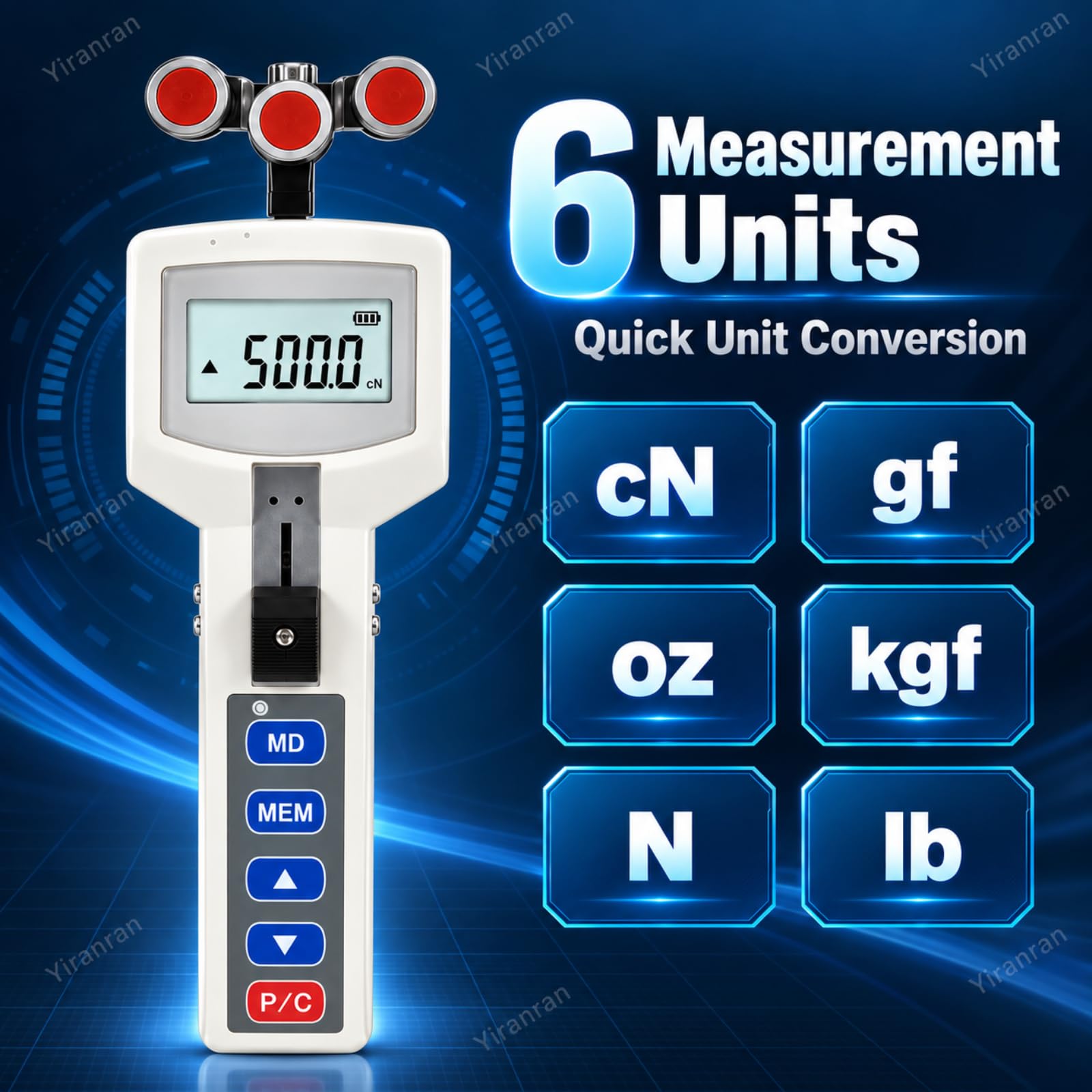 Misuratore Di Tensione Digitale Portatile Professionale, Misuratore Di Tensione Digitale Portatile Per Cavi Con 3 Modalità Di Funzionamento, Regolazione Dello Spessore, Modalità Tempo 500cn