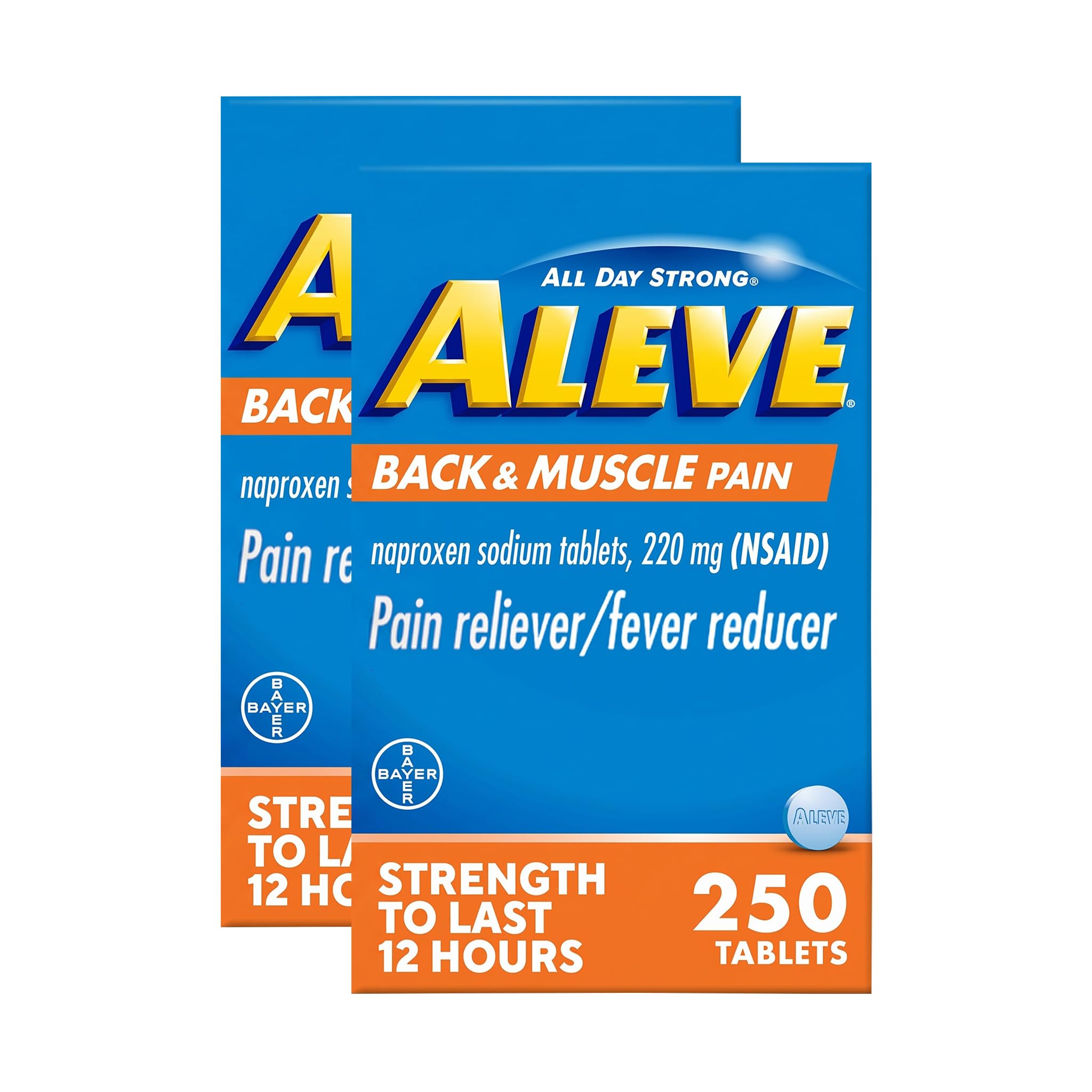 Aleve Back & Muscle Pain Relief Naproxen Sodium Tablets, Pain Reliever & Fever Reducer, Medicine for Body , 250 Count — Amazon image 11
