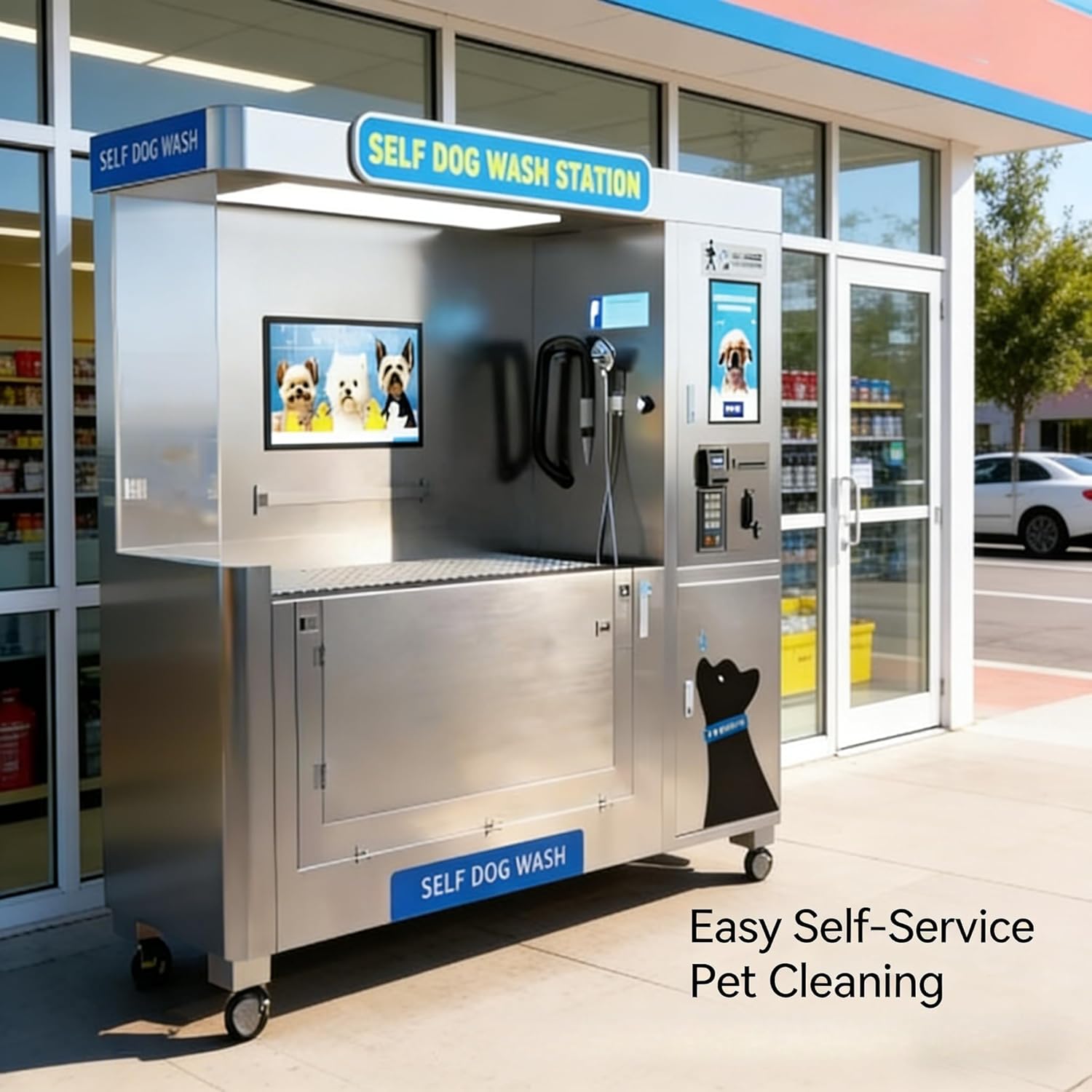Pet Washing Station - Portable Self Service Dog Wash Tub with Handheld Sprayer for Indoor Use, Easy Assemble Pet Bathing System for Large Dogs in Garage or Apartment
