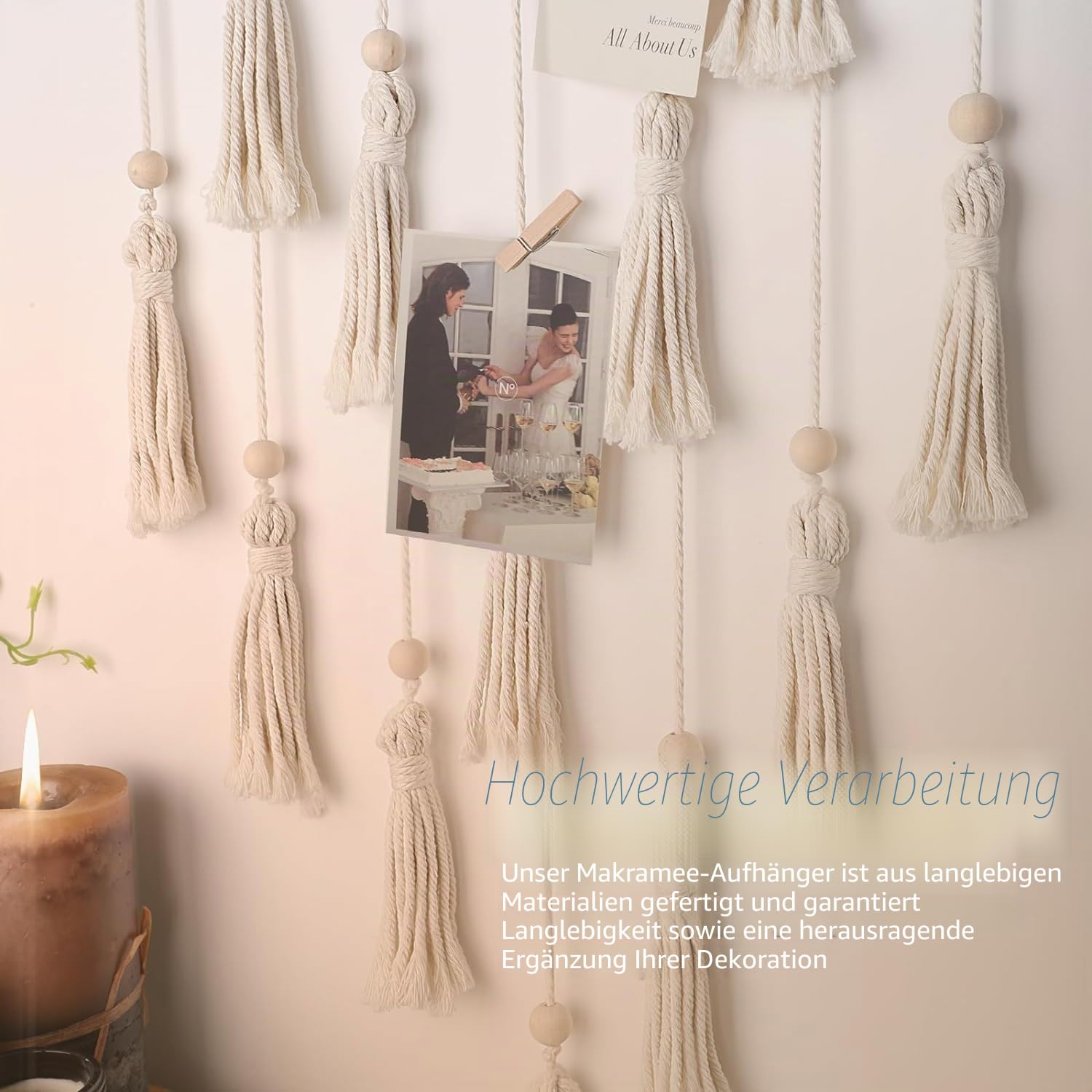 Fotos Aufhängen zum Aufhängen, Bildhalter mit 30 Clips für die Schlafzimmerwand, Organizer Foto Collage Wand Galerieaufhänger mit LED-Lichterkette, Raumdekoration, Geschenke für Mädchen (Weiß)