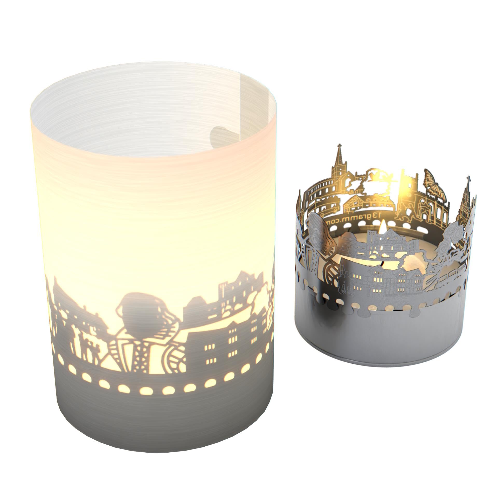 Stratford Skyline Tube Tealight Shadow Play - Silhouette of Stratford Projected - Souvenir for Every Stratford Fan!