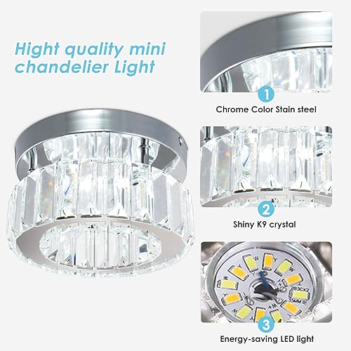 Miniatura 2 de CLAIRDAI Lámpara de techo de cristal cuadrada de montaje empotrado, lámpara de techo LED moderna para cocina, pasillo, vestíbulo, sala de estar,