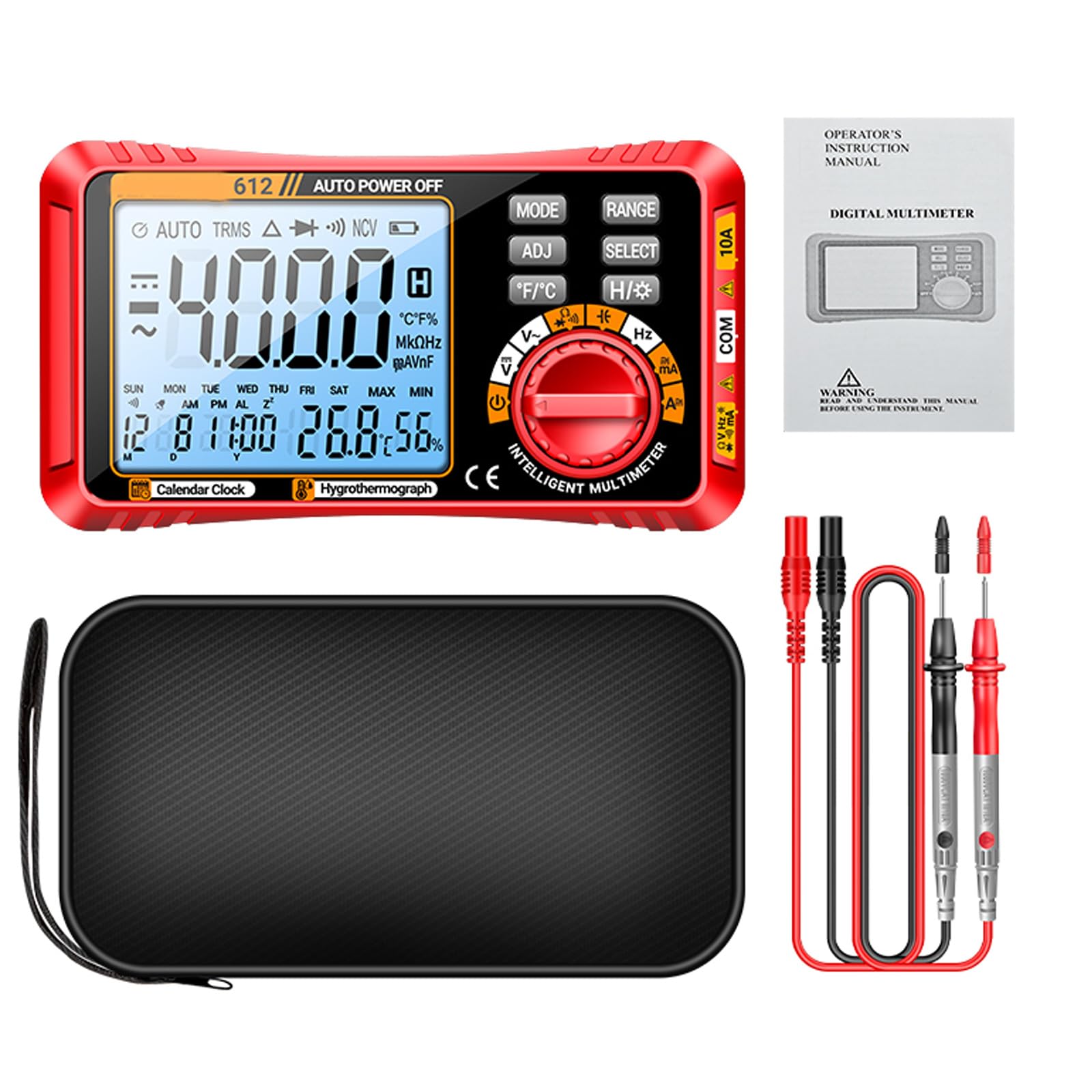 Tsophreniq Red Button Version Current Tester 4000 Count Multimeter With Backlit Ohmmeter Voltmeter Digital Multi Tester Circuit Testing