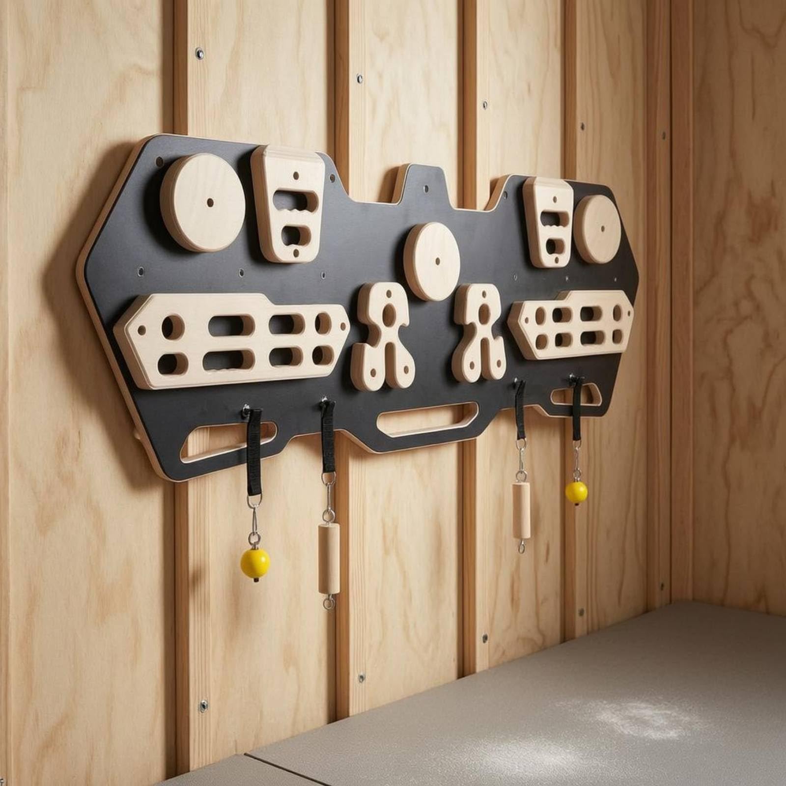 Baoblaze Allenatore Dita Arrampicata Tavola Arrampicata Fingerboard Palestra Pannello Presa Legno per Potenziamento Presa con Scanalature E Tacche