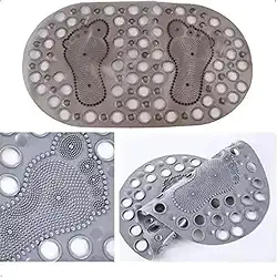 Tapete Oval para Banheiro Antiderrapante 66 x 36 cm Cores Sortidas Base Fixa Design Elegante Tapete Para Box Ideal para Crianças e Idosos