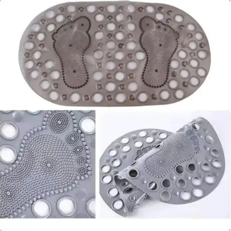 Tapete Oval para Banheiro Antiderrapante 66 x 36 cm Cores Sortidas Base Fixa Design Elegante Tapete Para Box Ideal para Crianças e Idosos