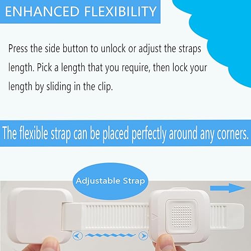 Miniatura 5 de YEYA Anclajes de muebles mejorados sin taladrar para prueba de bebés, correas ajustables antipunta, paquete de 4