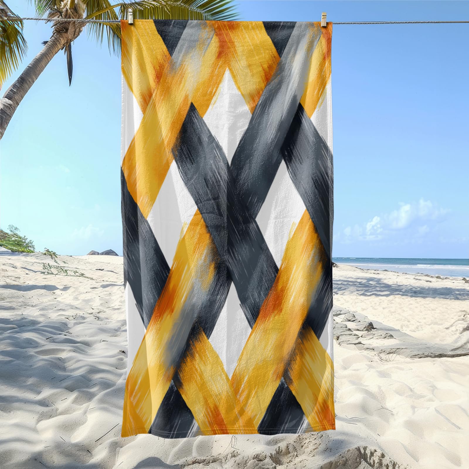 Serviette de Plage Orange Gris Foncé Drap de Plage Anti Sable Portable Serviette de Bain XXL Piscine Toilette Sport Microfibre Ultraléger Towel Absorbant Séchage Rapide 200x220