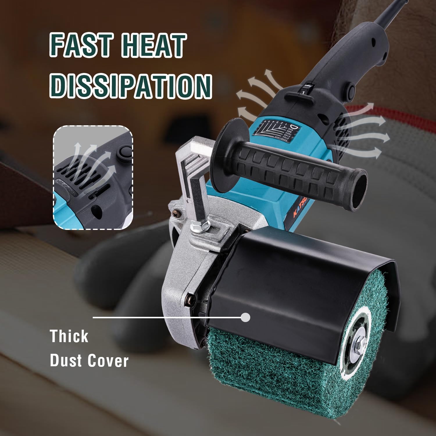 KATSU Tools Levigatrice a tamburo elettrica 1200 W – brunisher/politrice 6 velocità per finitura