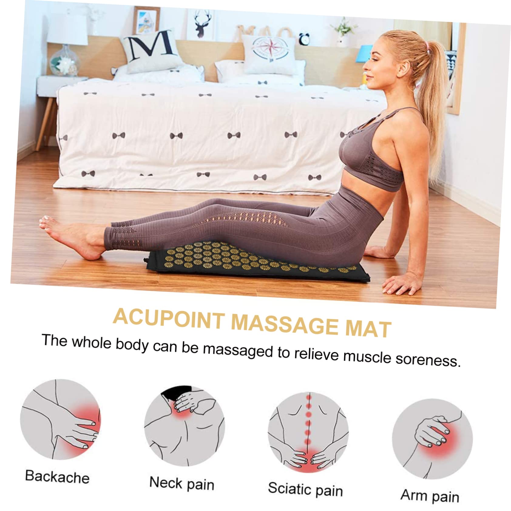 Healeved Set 2 Cuscini e Tappetino Massaggianti per Agopressione con Punti Shiatsu, Cotone Traspirante, Antidolorifico per Collo, Schiena e Corpo, Accessorio Benessere per Adulti, Anziani
