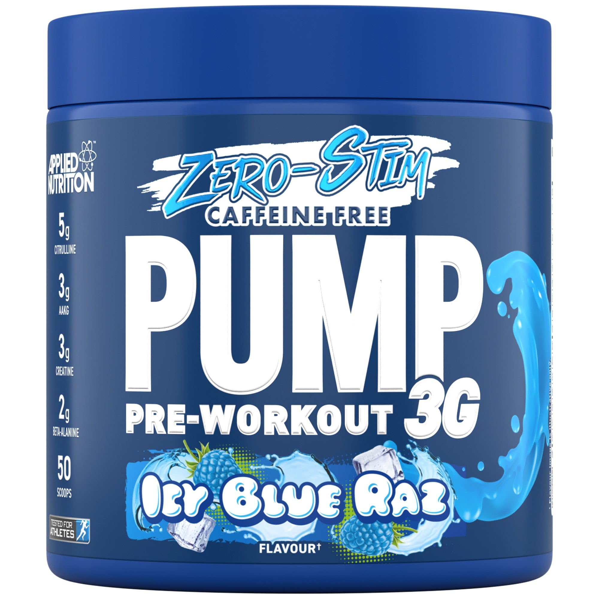 Applied Nutrition Blue Caffeine Free Pump 3G Pre Workout Icy Raz 375G