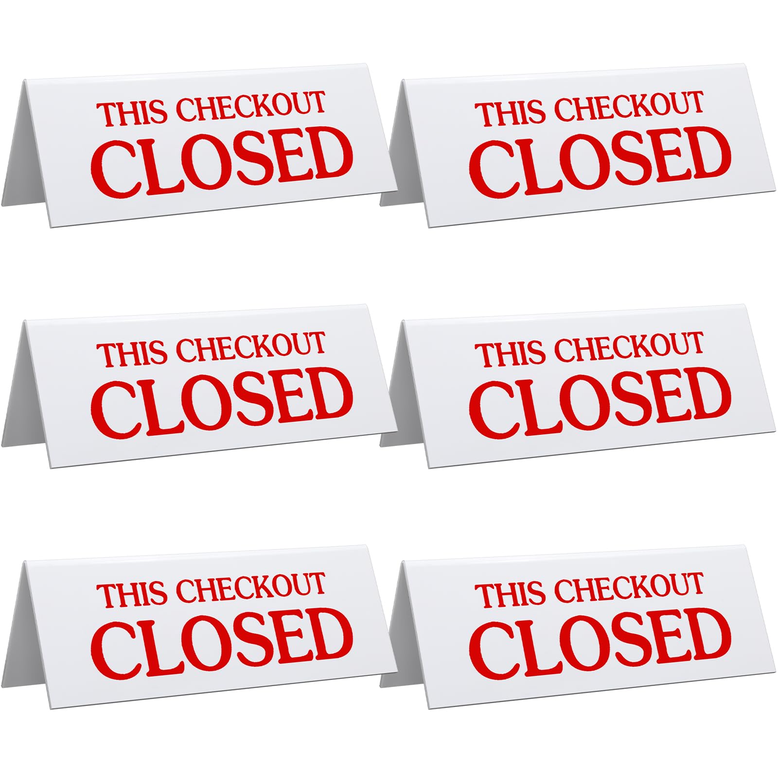 GlikCeil 6 Pcs Checkout Closed Desk Sign 11 x 4 Inch Engraved Acrylic Tabletop Retail Counter Checkout Sign Double Sided for Offices, Shops, Banks, Stores, Dmv, Retail Business, Red White