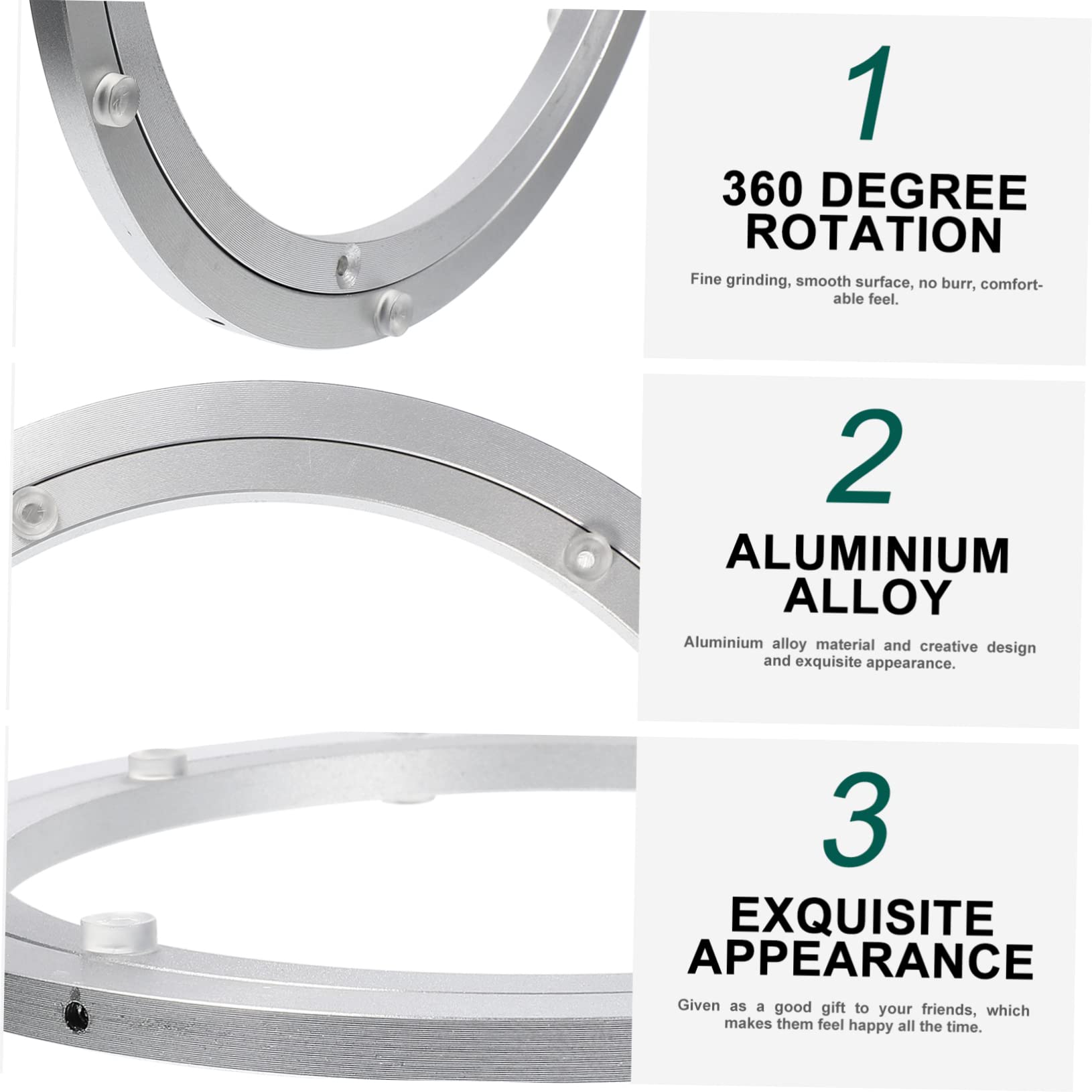 COLLBATH Heavy Duty Round Turntable Aluminum Alloy Dining Table Accessory Smooth Rotation for