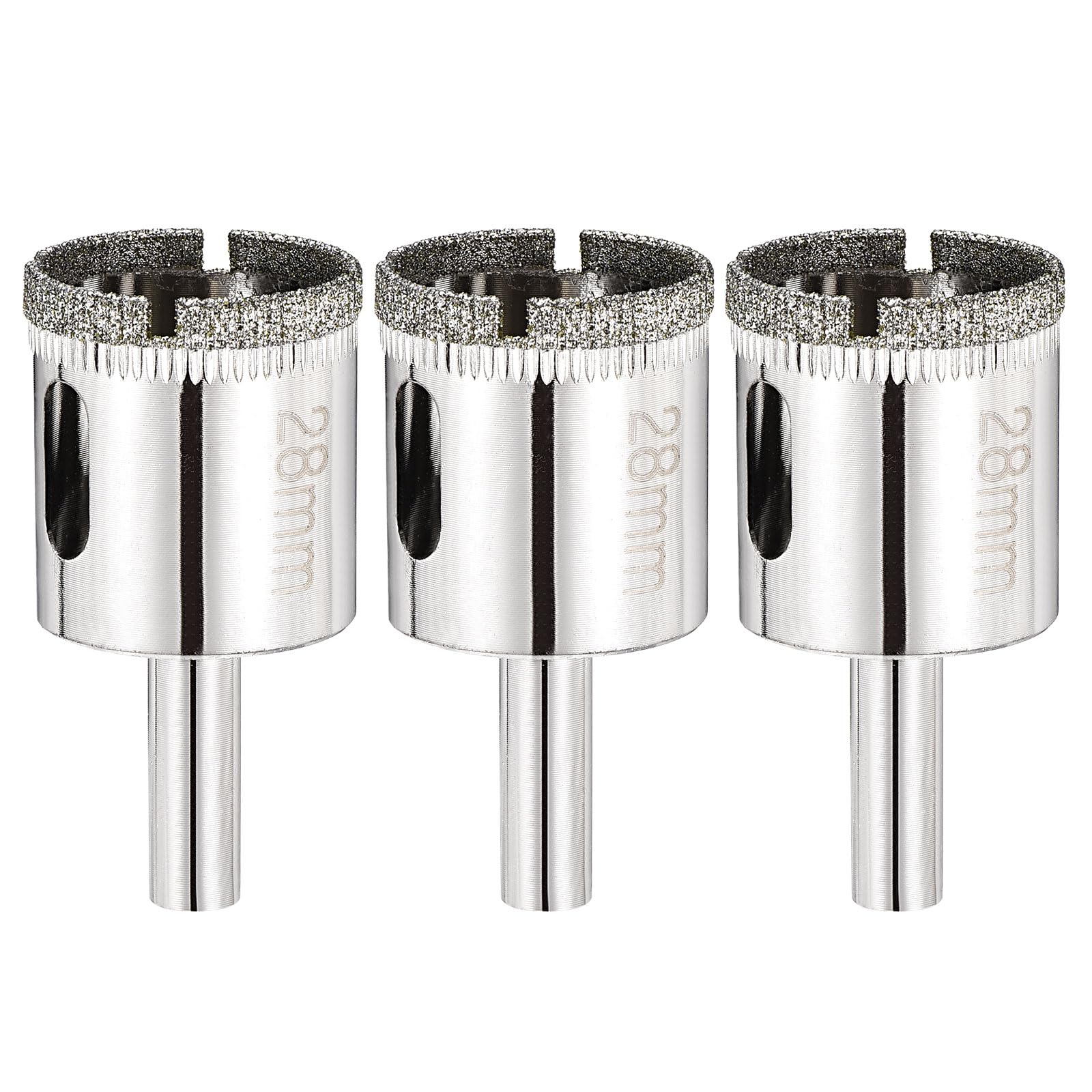 PATIKIL 3pcs 1-1/8" (28mm) Diamond Hole Saw, Glass Diamond Hole Cutters Hollow Core Drill Bits for Fiberglass, Tile, Porcelain, Ceramic