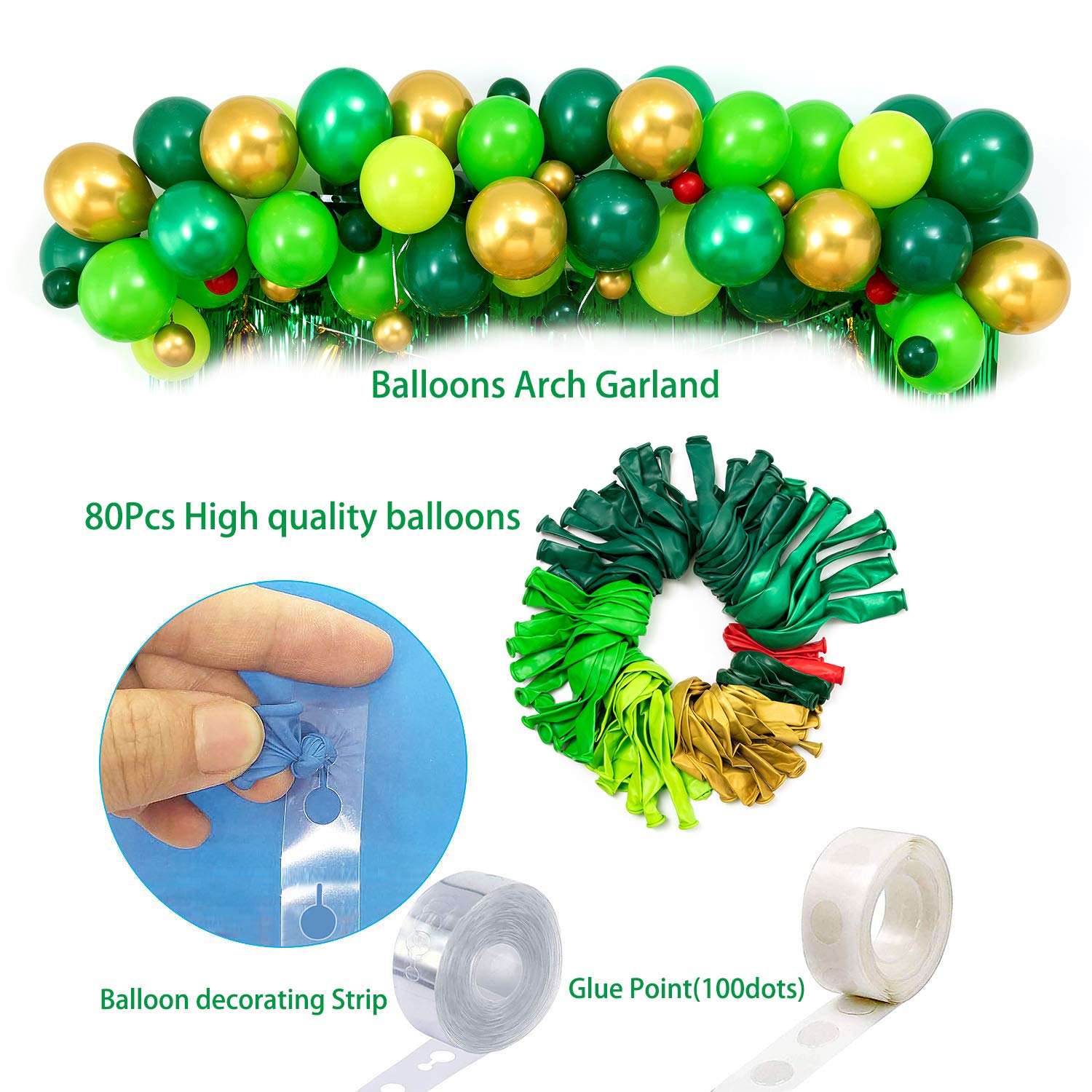 Dinosaur Birthday Party Decorations&Balloons Arch Garland Kit(Gold,Green),Dinosaurs Balloons