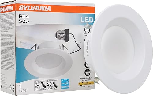 Sylvania - Kit de lámpara empotrable LED RT4 de 4 pulgadas, reemplazo de 50 W, eficiente 9 W, base mediana E26, blanco, 1 unidad (paquete de 1)