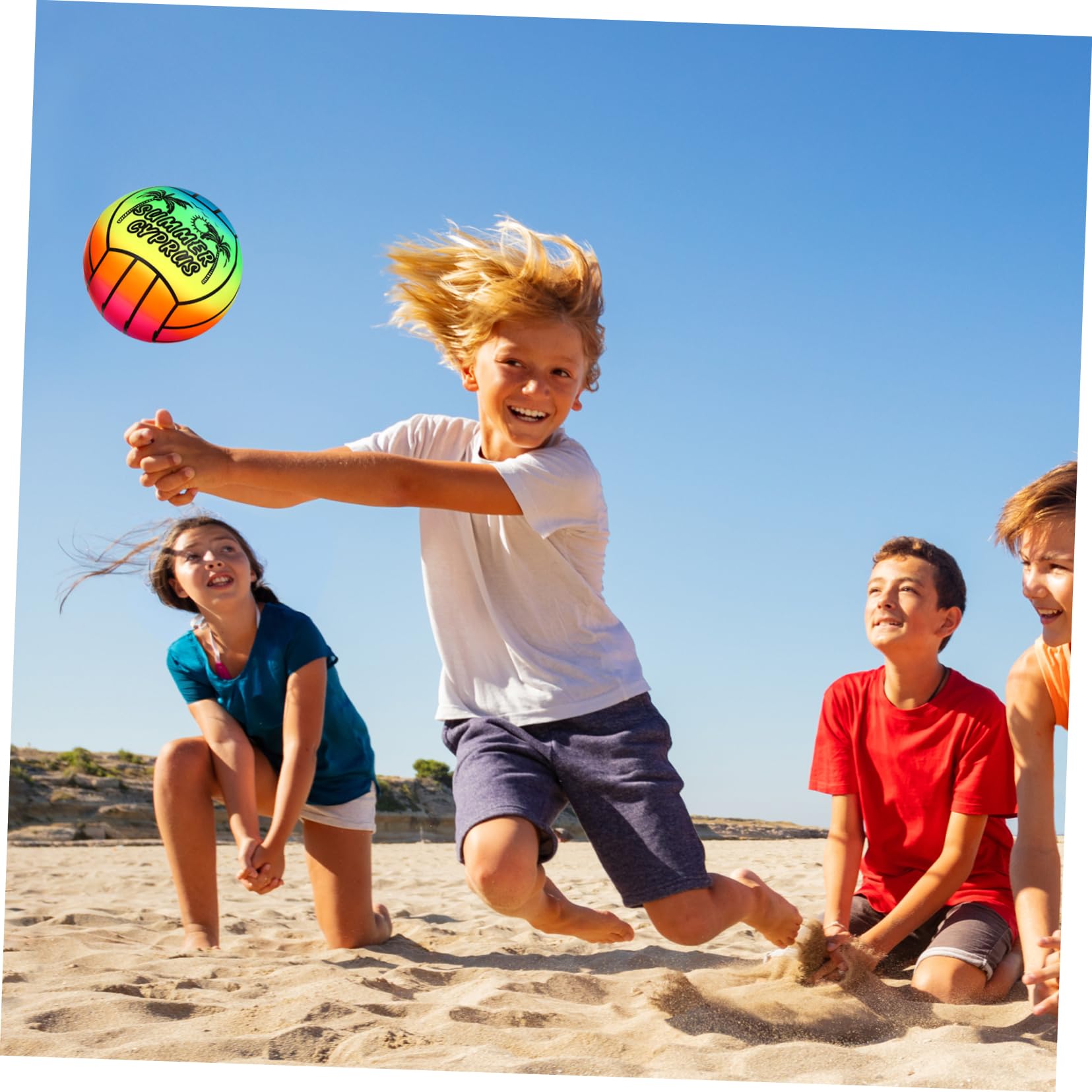 Toyvian Regenbogen Wasserball, 16cm Elastischer Strandball aus weichem PVC Bunter Softball für Kinder Spielzeug für Pool Party Garten Indoor Outdoor Spielplatz Weicher Gummiball für Kinder