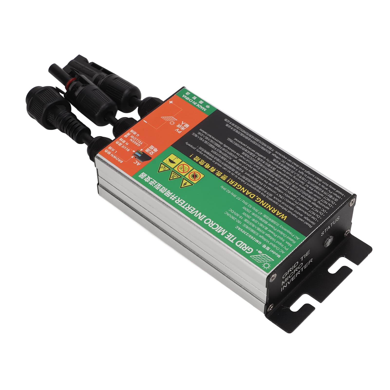 Bediffer Solar-Mikro-Wechselrichter, 260 W, Kleiner Sinus-Wechselrichter für Heim-Solarsysteme, Aluminiumlegierung, 1 Einheit