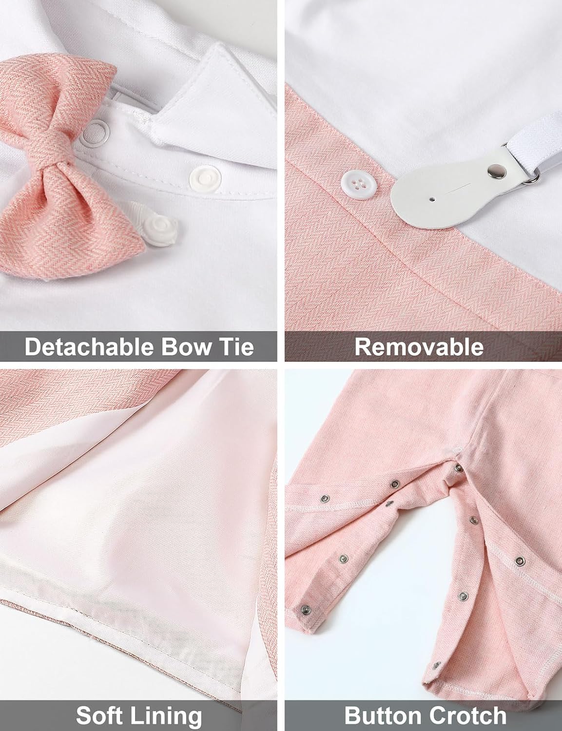 A&J DESIGN 4pcs Baby Boys Suit, 3 Months - 18 Months, Gentleman Romper & Vest & Berets Hat & Bow Tie