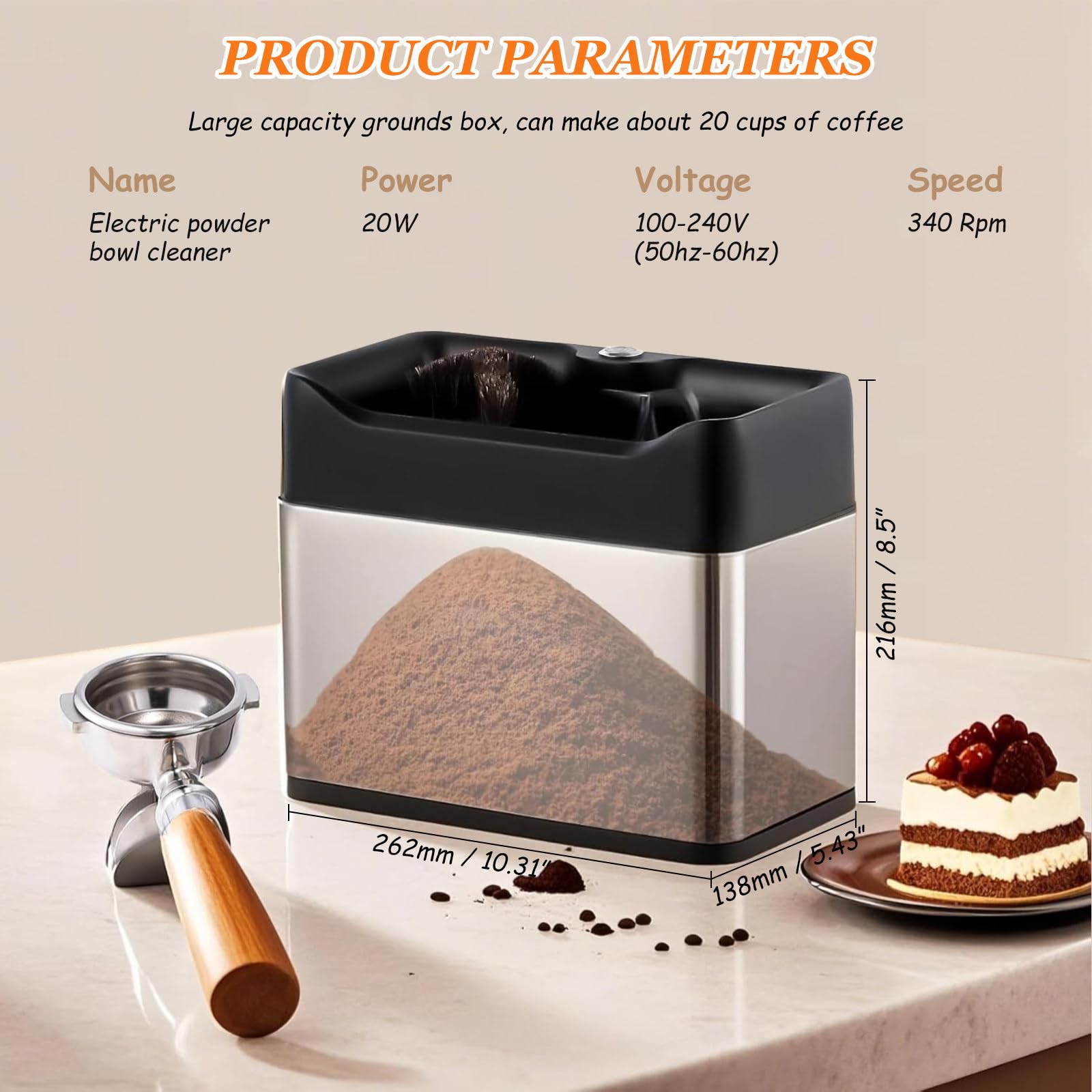 Limpiador eléctrico automático de portafiltros, Caja para posos de café Espresso, Herramienta de Limpieza práctica para el hogar y Uso Comercial.