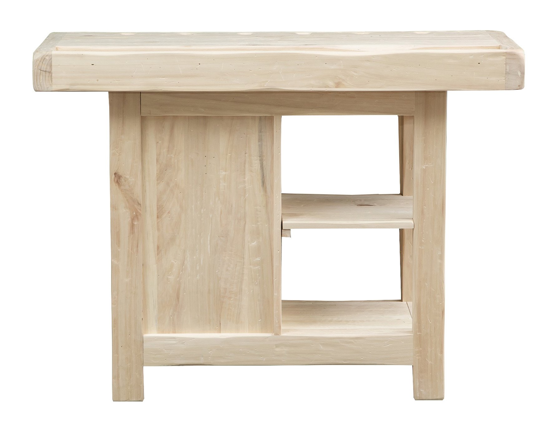 Biscottini Banco Tavolo da lavoro Country in legno massello di tiglio finitura grezza L 116 x PR 63 x H 90 cm Made in Italy, fedele riproduzione di un antico ed originale Banco da Falegname