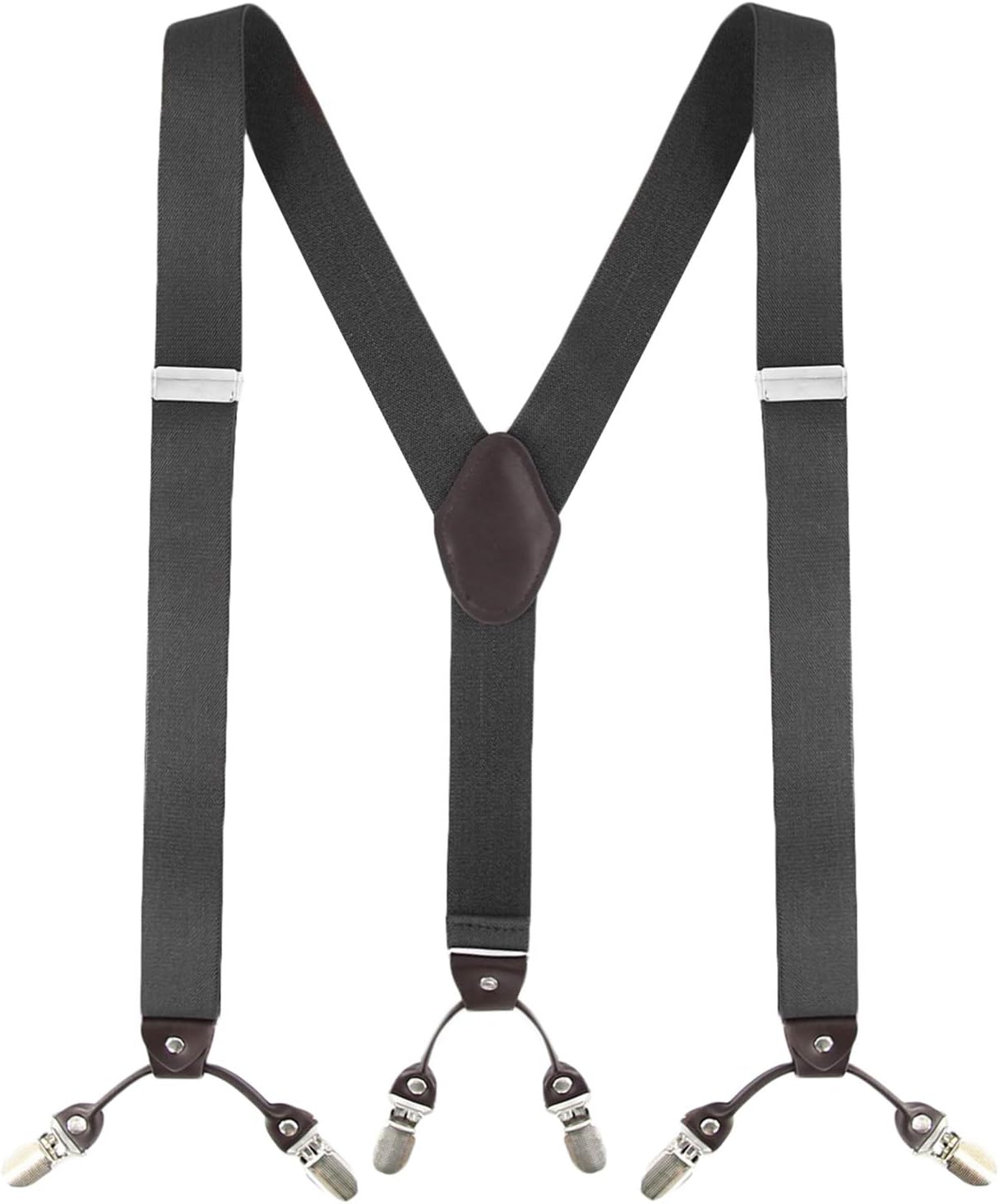 MLM Mens Braces Braces for Men Heavy Duty 6 Clips Wide 1.4" Y-Back Elastic Durable Suspenders with Thicken Wide Metal Clips (1 Year Warranty)
