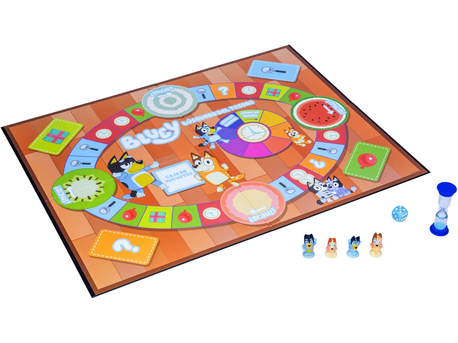 Juego de la Búsqueda del Tesoro de Bluey. Un Divertido Juego de Mesa repleto de Actividades entretenidas, Cosas Que Buscar y Preguntas sobre Bluey Que Responder.